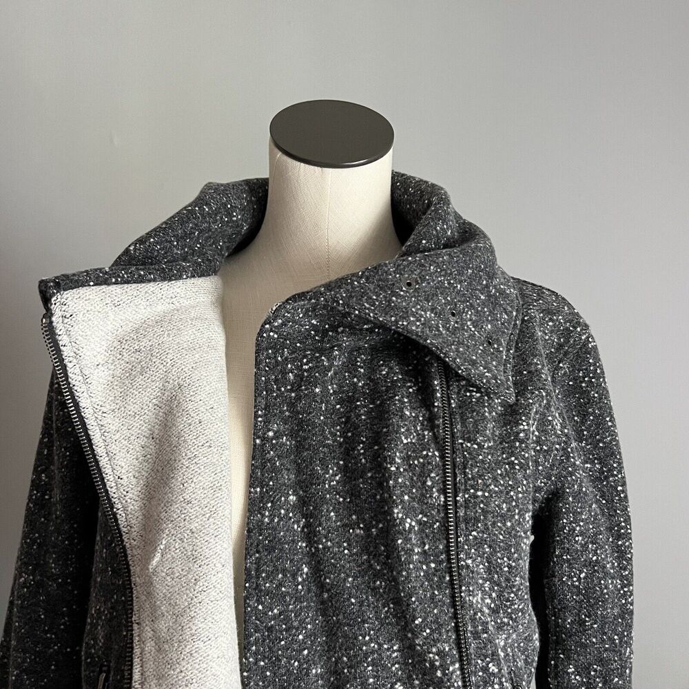 Splendid Womens Size Small Moto Coat biker jacket Gray Black Mock Neck NWT - Picture 5 of 13